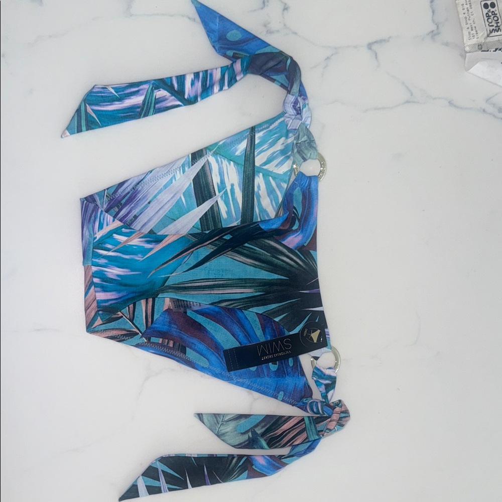 Victoria's Secret Swim Leaf-Print Bikini  Bottom in Teal, Blue & Purple